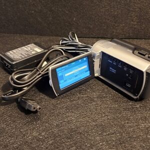 Compact Silver Digital Camcorder with Flip Screen